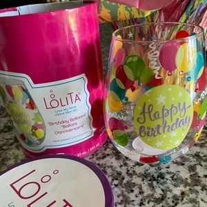 New, never used. Stemless wine glass.